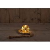 Kerstverlichting - B.o. Bal Glas Met Goud Folie Aan Touw / 8led Warm Wit - 2xaa - Hoog 10cm