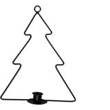 Kerstdecoraties - Pc. 1 Metal Candle Holder/hanger Tree Black - Hoog 31cm