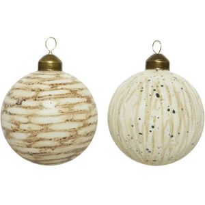 Overige Kerstballen - Kerstbal Glas Matt Sequins,glitter - Willekeurige Verrassing Uit 2 Verschillende - Dia8cm - Bruin