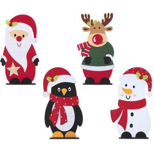 Kerstfiguren - Kerstfiguur Vilt - Groen Zwart Rood - Willekeurige Verrassing Uit 4 Verschillende - L46,5xb27,5xh6cm
