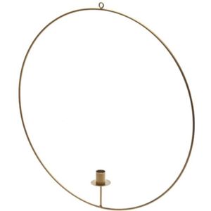 Kandelaren - Metal Ring Hanging Gold + Candle Holder - Hoog 50cm