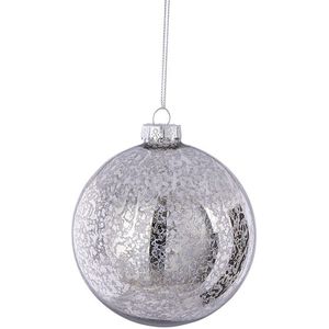 Overige Kerstballen - Kerstbal Glas Zilver Antiek - Cm - Breed 10cm Diep 10cm