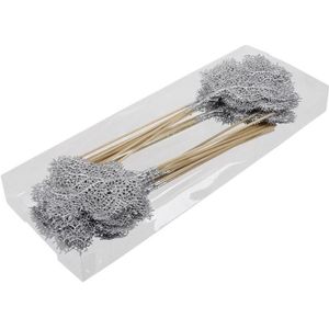 Kerststekers - Pet 24 Glitter Deco/stick Silver - Hoog 14cm