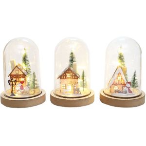 Kerstverlichting - Wood Xmas Globe W/led - Willekeurige Verrassing Uit 4 Verschillende - 17x12x12cm Natural