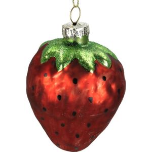 Kersthangers - Ornament Strawberry Gl Red - Hoog 8.5cm - Willekeurig 1