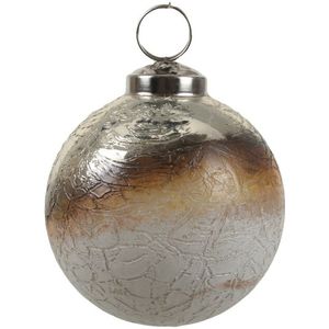 Overige Kerstballen - Pc. 1 Gl Ball/hanging Silver/white Ø - Hoog 8cm - Willekeurig 1