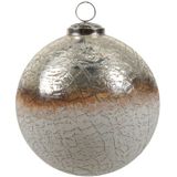 Overige Kerstballen - Pc. 1 Gl Ball/hanging Silver/white Ø - Hoog 10cm - Willekeurig 1