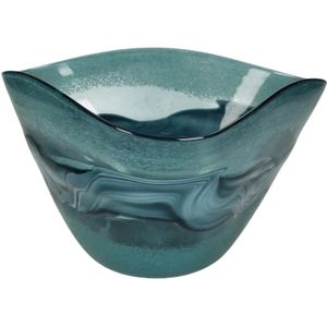 Glazen Schalen - Bowl Gl Blue - Breed 29cm Diep 27cm Hoog 14cm - Willekeurig 1