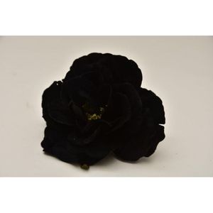 Kunstbloemen En Overige - Velvet Rose Head With Clip Black