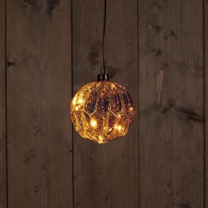 Kerstverlichting - B.o. Glas Bal Antiek Goud / 10led Clc Warm - 2xaaa - Hoog 12cm - Willekeurig 1