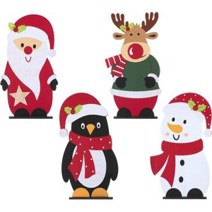 Kerstfiguren - Kerstfiguur Vilt - Groen Zwart Rood - Willekeurige Verrassing Uit 4 Verschillende - L65xb38,5xh8cm