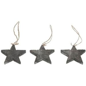 Kersthangers - Wooden Star 10pc Natural - Breed 7cm Hoog 7cm