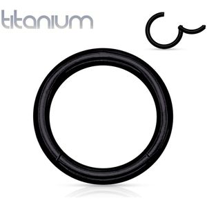Gekleurde massief titanium segmentring met vast segment – 1.6 mm - 10 mm - Zwart