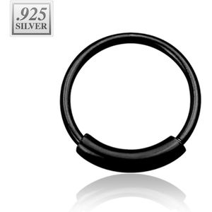 Gekleurde neus ring met staafje van zilver - 0.8 mm – 8 mm – zwart