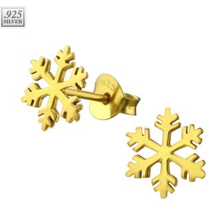 Paar gekleurde sneeuwvlok oorknopjes van sterling zilver – Goud