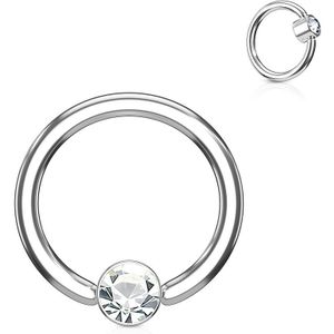 Ball closure ring met helder diamantje in cilinder - 1.6 mm - 12 mm - 5 mm