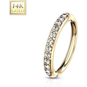 Multifunctionele buigbare 14Kt. gouden piercing ring met heldere kristallen – 1.0 mm – 8 mm – Geel Goud