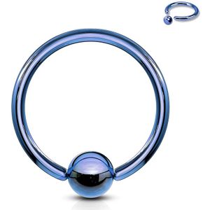 Ball closure piercing ring met blauwe plating - 1.2 mm - 10 mm - 4 mm