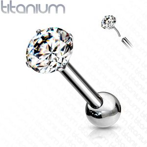 Threadless Titanium Cartilage Piercing met Claw Set Edelsteentje - 1.2 mm - 8 mm - 3 mm