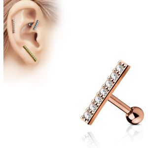 Rosé gouden helix piercing met 12 mm lang staafje als top