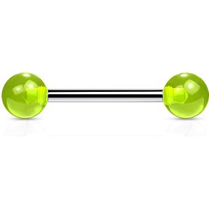 Barbell met UV gekleurde balletjes - groen