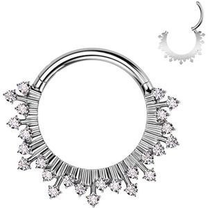 Elegante Zon Segment Ring met Steentjes - Zilver - 10 mm
