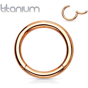 Gekleurde massief titanium segmentring met vast segment – 1.0 mm - 10 mm - Rosé Goud