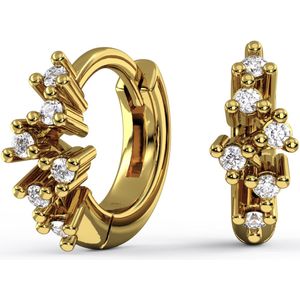 18Kt. Gold Vermeil Oorbel Ringen met Sierlijk Geplaatste Kristallen