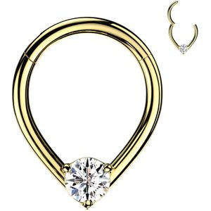 Traanvormige Segment Ring met Prong Set Kristalletje - Goud - 10 mm