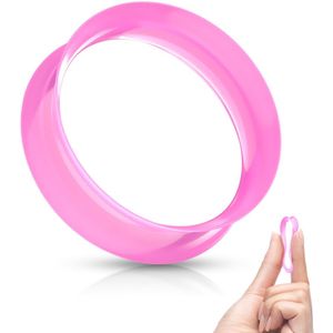 Gekleurde zachte flexibele siliconen saddle fit oor tunnel – 12 mm – Roze