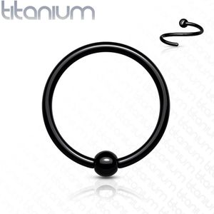 Titanium PVD plated Ball Closure Ring met vast balletje - 1.0 mm - 10 mm - Black