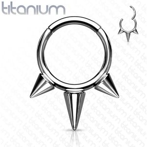 Titanium piercing ring met vast segment en spikes - 8 mm