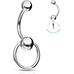 Stalen navelpiercing met ringetje