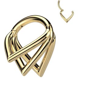 Titanium Segmentring met Driedubbele Chevron Vorm - Goud - 10 mm