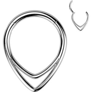 Titanium Segment Ring met Dubbele Chevron LijnTitanium Segment Ring met Dubbele Chevron Lijn - Zilver - 8 mm