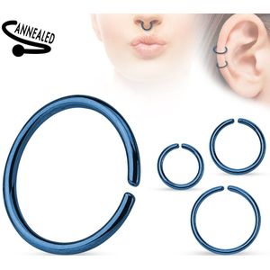 Gekleurde Titanium Basic Buigbare Multifunctionele Piercing Ring - 0.8 mm - 10 mm - blauw