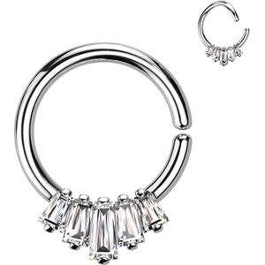 Brass Seamless Ring met Baguette kristallen kroon - Zilver - 10 mm
