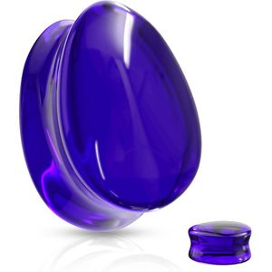 Gekleurde saddle fit glass plug in tear drop shape – 10 mm – Blauw