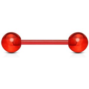 Bioflex barbell met gekleurde acryl ballen - rood