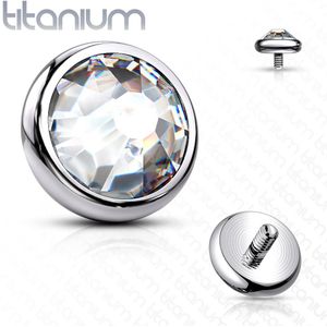 Intern geschroefde massief titanium disc piercing top met kristal - 1.2 mm – Helder – 3 mm