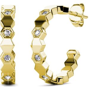 Sterling Zilver Hexagon Oorbel Ringen met Steentjes - Goud