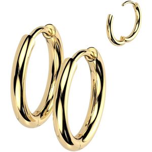 Classic Titanium Oorringen met Kliksluiting - Goud - 8 mm