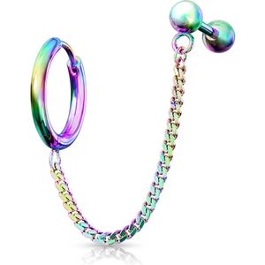 Gekleurde kraakbeen ketting met klik ring en barbell - Regenboog