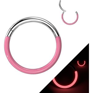 Titanium Segment Ring met naar voren gerichte Glow in the Dark lijn – 10 mm – Pink