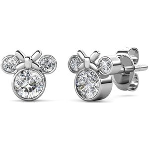 Sterling Zilver Minnie Mouse Oorknopjes met Drie maten Steentjes - Zilver