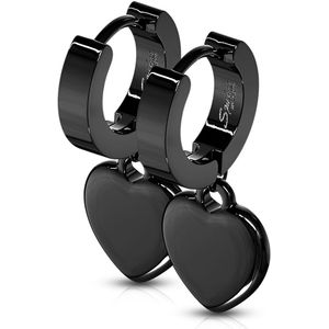 Paar gekleurde oorbellen met hangende hartjes hangers – Zwart