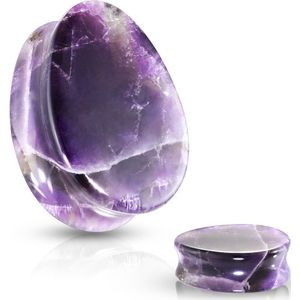 Tear Drop Plug van Amethyst steen - 22 mm