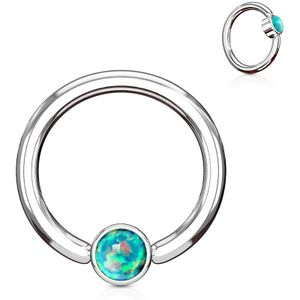 Ball closure ring met groene Opaal in cilinder - 1.2 mm - 8 mm - 3 mm