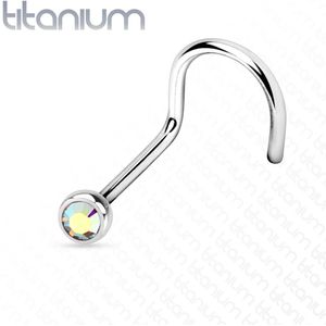 Titanium neuspiercing met gekleurd diamantje-0.8 mm-2 mm-Aurora Borealis
