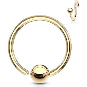 Titanium plated ball closure ring met vast balletje - 1 mm - 8 mm - 3 mm - Goud